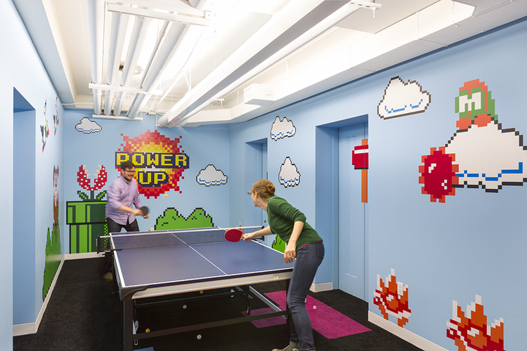  Our 8-Bit game room is fully-loaded with video games, ping pong, and fierce competition. Photo: Bilyana Dimitrova 