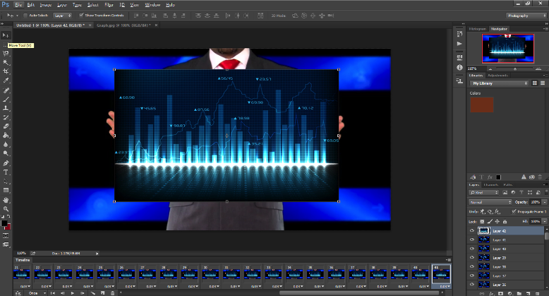  Screen shot image of Photoshop's Timeline function. 