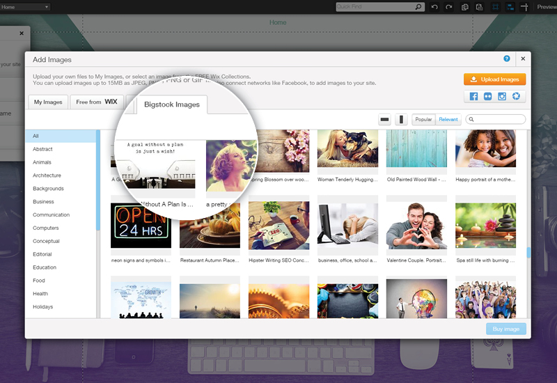   Bigstock images are now integrated within the Wix platform!   