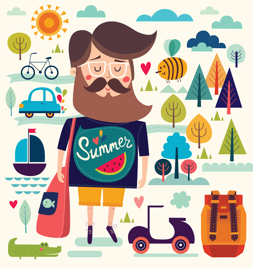  Father with summer symbols illustration by  Molesko Studio . 