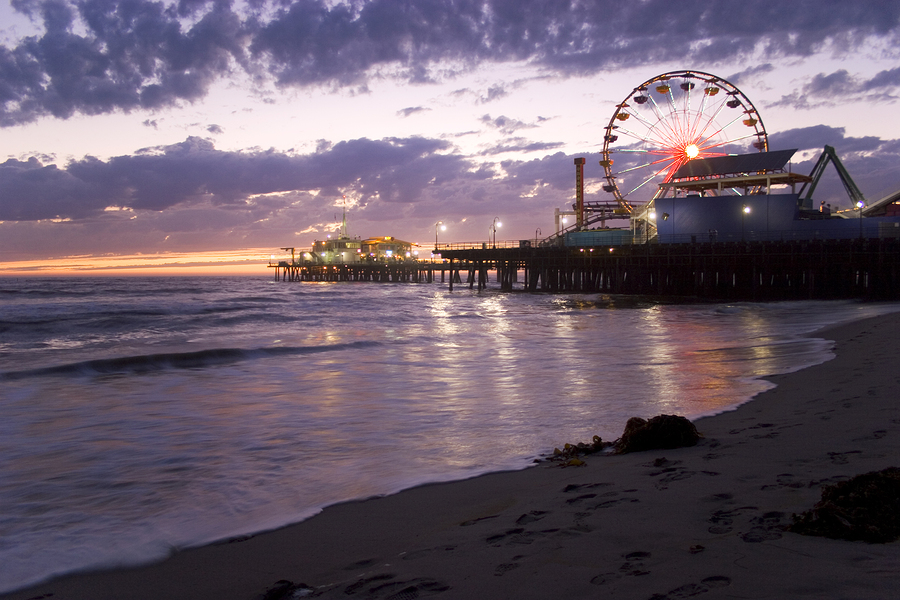   Santa Monica Pier at sunset by David Pruter.  