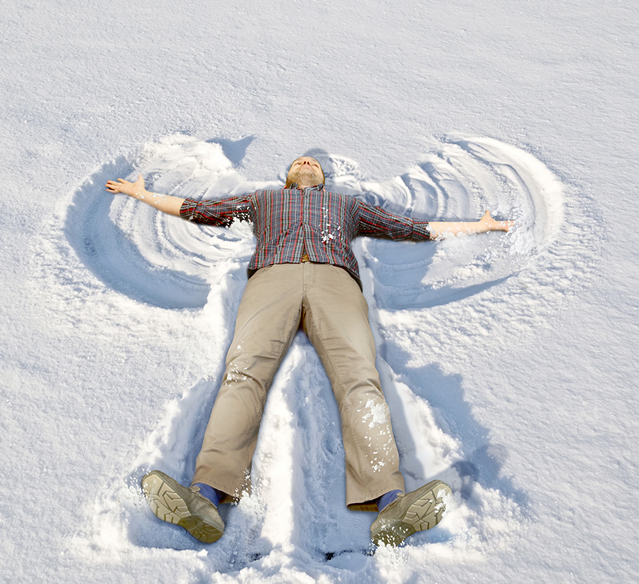  Brian is making the most beautiful snow angel in the entire world. 