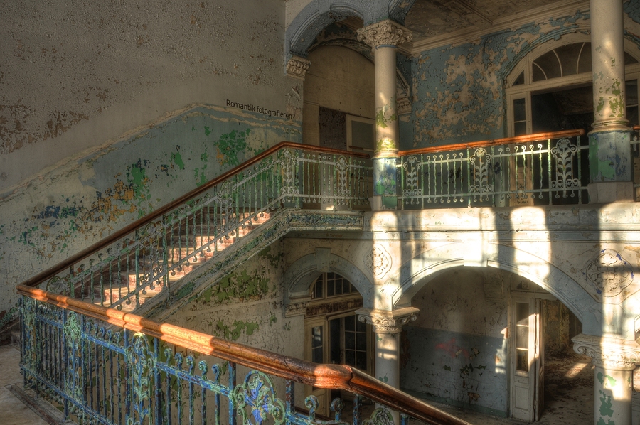   Staircase in abandoned hospital. Beelitz by Stefan Schierle  