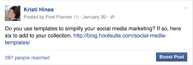  Screenshot image of Facebook post with link. 