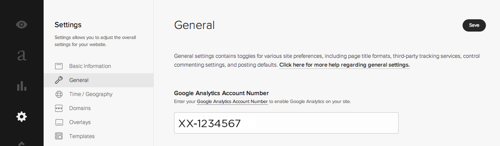  Paste your Google Analytics tracking code into Squarespace settings 