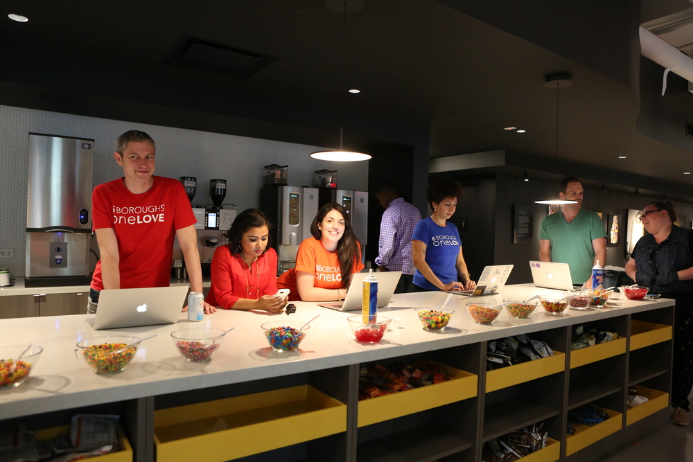   The Shutterstock/Bigstock Pride Committee gets ready to greet the masses.  Image: Alex Rodrigues 